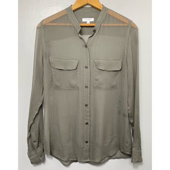Equipment Tops - EQUIPMENT Gray Sheer Silk Button Down Top